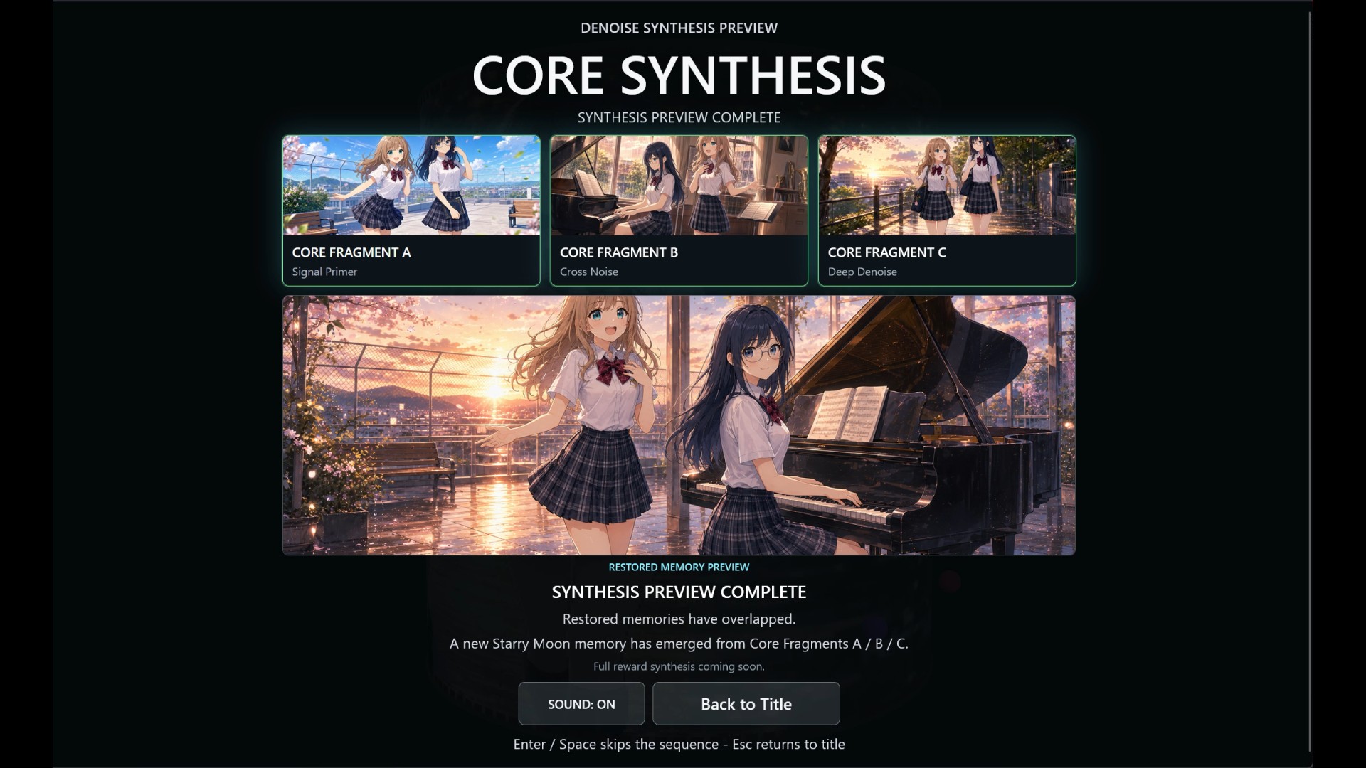 DENOISE Synthesis Preview with combined Core Fragments